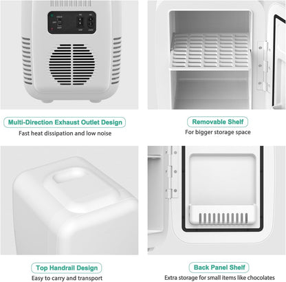 Mini Fridge, 4 Liter/6 Can Portable Cooler and Warmer Personal Refrigerator for Skin Care, Cosmetics, Beverage, Food,Great for Bedroom, Office, Car, Dorm, ETL Listed (White) - RELUX.STORE
