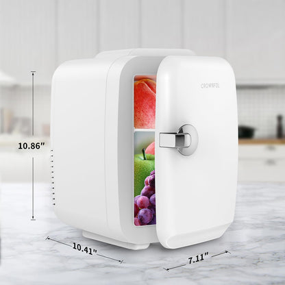 Mini Fridge, 4 Liter/6 Can Portable Cooler and Warmer Personal Refrigerator for Skin Care, Cosmetics, Beverage, Food,Great for Bedroom, Office, Car, Dorm, ETL Listed (White) - RELUX.STORE