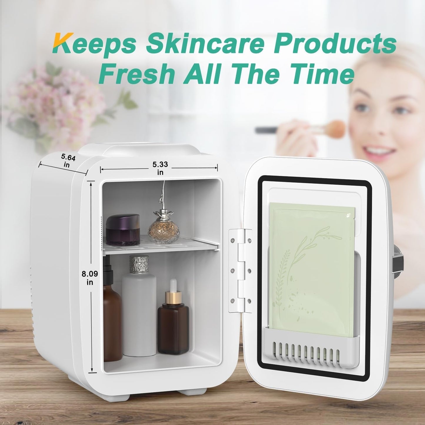 Mini Fridge, 4 Liter/6 Can Portable Cooler and Warmer Personal Refrigerator for Skin Care, Cosmetics, Beverage, Food,Great for Bedroom, Office, Car, Dorm, ETL Listed (White) - RELUX.STORE