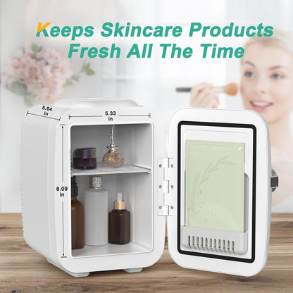 Mini Fridge, 4 Liter/6 Can Portable Cooler and Warmer Personal Refrigerator for Skin Care, Cosmetics, Beverage, Food,Great for Bedroom, Office, Car, Dorm, ETL Listed (White) - RELUX.STORE