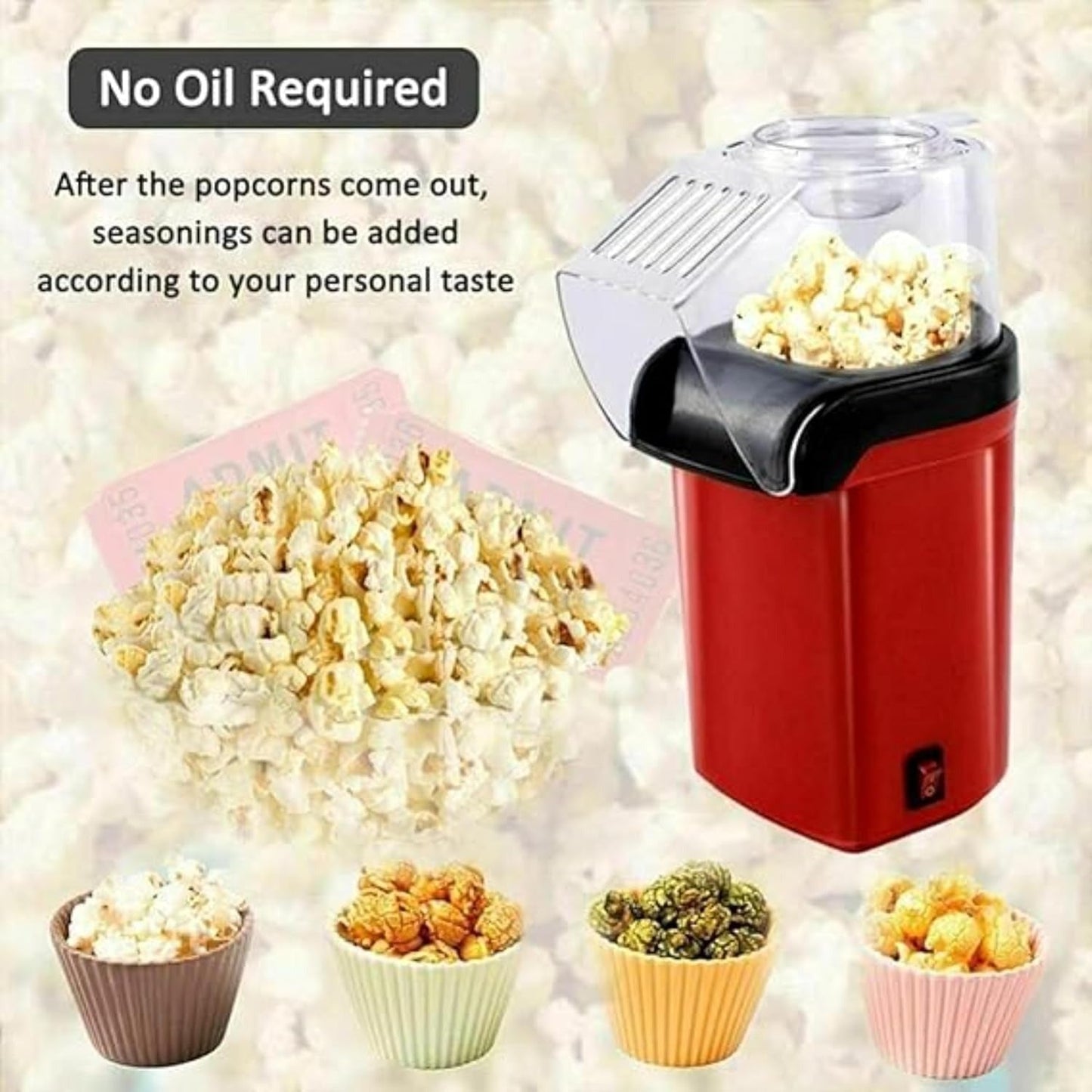 Mini Home Popcorn Maker with Measuring Cup and Removable Lid - RELUX.STORE