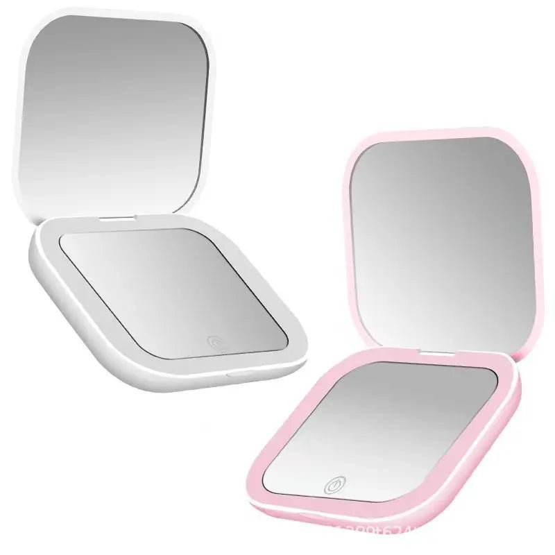 Mini Portable Folding Makeup Mirror Led Lights Magnifying Compact Pocket Travel Aesthetic Vanity Mirrors Make Up Tools - RELUX.STORE