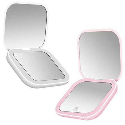 Mini Portable Folding Makeup Mirror Led Lights Magnifying Compact Pocket Travel Aesthetic Vanity Mirrors Make Up Tools - RELUX.STORE