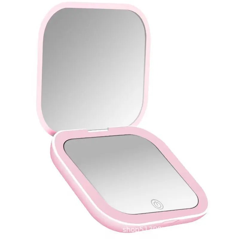 Mini Portable Folding Makeup Mirror Led Lights Magnifying Compact Pocket Travel Aesthetic Vanity Mirrors Make Up Tools - RELUX.STORE