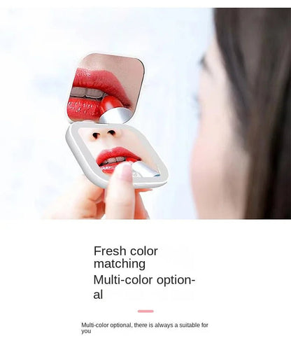Mini Portable Folding Makeup Mirror Led Lights Magnifying Compact Pocket Travel Aesthetic Vanity Mirrors Make Up Tools - RELUX.STORE