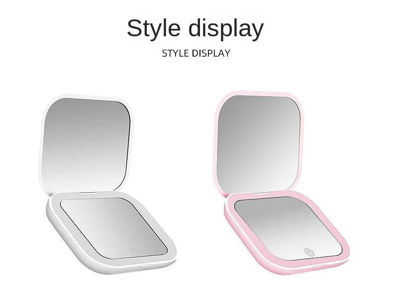 Mini Portable Folding Makeup Mirror Led Lights Magnifying Compact Pocket Travel Aesthetic Vanity Mirrors Make Up Tools - RELUX.STORE