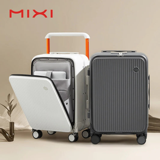 Mixi Front Laptop Pocket Suitcase Wide Handle Travel Suitcase Men 20''Carry - On Luggage Women PC Aluminum Frame Trolley Case 24'' - RELUX.STOREMixi Front Laptop Pocket Suitcase Wide Handle Travel Suitcase Men 20''Carry - On Luggage Women PC Aluminum Frame Trolley Case 24''