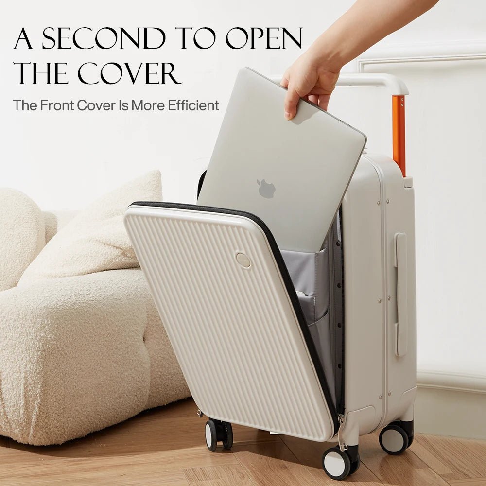 Mixi Front Laptop Pocket Suitcase Wide Handle Travel Suitcase Men 20''Carry - On Luggage Women PC Aluminum Frame Trolley Case 24'' - RELUX.STOREMixi Front Laptop Pocket Suitcase Wide Handle Travel Suitcase Men 20''Carry - On Luggage Women PC Aluminum Frame Trolley Case 24''