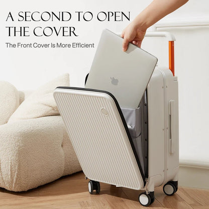 Mixi Front Laptop Pocket Suitcase Wide Handle Travel Suitcase Men 20''Carry - On Luggage Women PC Aluminum Frame Trolley Case 24'' - RELUX.STOREMixi Front Laptop Pocket Suitcase Wide Handle Travel Suitcase Men 20''Carry - On Luggage Women PC Aluminum Frame Trolley Case 24''