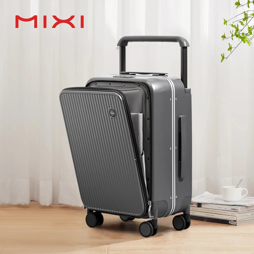 Mixi Front Laptop Pocket Suitcase Wide Handle Travel Suitcase Men 20''Carry - On Luggage Women PC Aluminum Frame Trolley Case 24'' - RELUX.STOREMixi Front Laptop Pocket Suitcase Wide Handle Travel Suitcase Men 20''Carry - On Luggage Women PC Aluminum Frame Trolley Case 24''