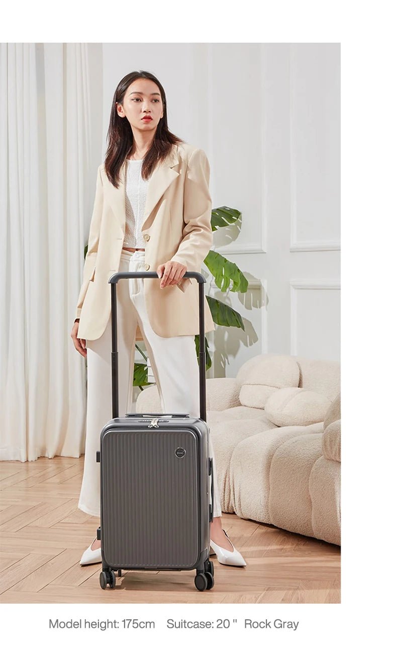 Mixi Front Laptop Pocket Suitcase Wide Handle Travel Suitcase Men 20''Carry - On Luggage Women PC Aluminum Frame Trolley Case 24'' - RELUX.STOREMixi Front Laptop Pocket Suitcase Wide Handle Travel Suitcase Men 20''Carry - On Luggage Women PC Aluminum Frame Trolley Case 24''