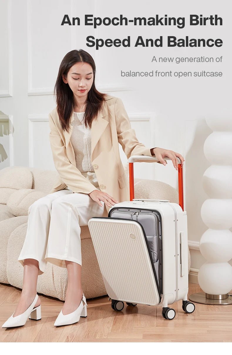 Mixi Front Laptop Pocket Suitcase Wide Handle Travel Suitcase Men 20''Carry - On Luggage Women PC Aluminum Frame Trolley Case 24'' - RELUX.STOREMixi Front Laptop Pocket Suitcase Wide Handle Travel Suitcase Men 20''Carry - On Luggage Women PC Aluminum Frame Trolley Case 24''