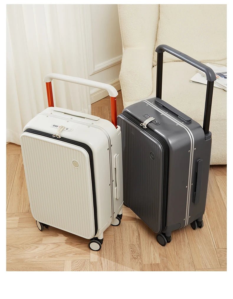 Mixi Front Laptop Pocket Suitcase Wide Handle Travel Suitcase Men 20''Carry - On Luggage Women PC Aluminum Frame Trolley Case 24'' - RELUX.STOREMixi Front Laptop Pocket Suitcase Wide Handle Travel Suitcase Men 20''Carry - On Luggage Women PC Aluminum Frame Trolley Case 24''