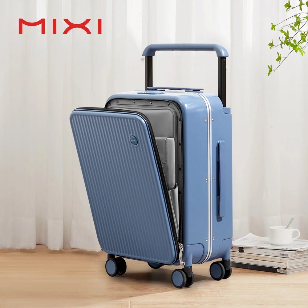 Mixi Front Laptop Pocket Suitcase Wide Handle Travel Suitcase Men 20''Carry - On Luggage Women PC Aluminum Frame Trolley Case 24'' - RELUX.STOREMixi Front Laptop Pocket Suitcase Wide Handle Travel Suitcase Men 20''Carry - On Luggage Women PC Aluminum Frame Trolley Case 24''