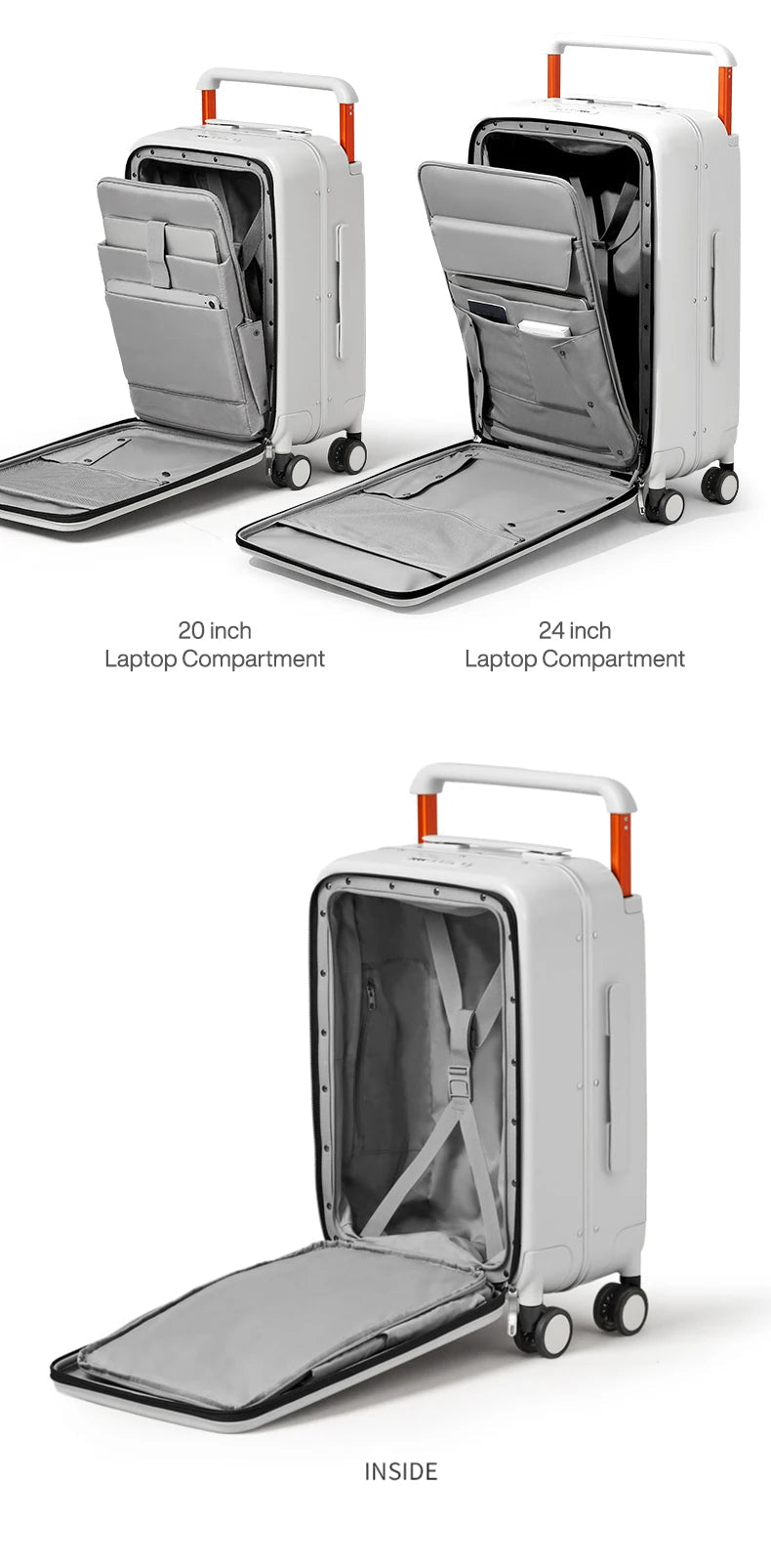 Mixi Front Laptop Pocket Suitcase Wide Handle Travel Suitcase Men 20''Carry - On Luggage Women PC Aluminum Frame Trolley Case 24'' - RELUX.STOREMixi Front Laptop Pocket Suitcase Wide Handle Travel Suitcase Men 20''Carry - On Luggage Women PC Aluminum Frame Trolley Case 24''