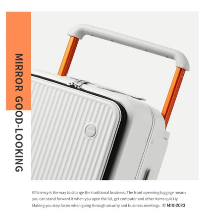 Mixi Front Laptop Pocket Suitcase Wide Handle Travel Suitcase Men 20''Carry - On Luggage Women PC Aluminum Frame Trolley Case 24'' - RELUX.STOREMixi Front Laptop Pocket Suitcase Wide Handle Travel Suitcase Men 20''Carry - On Luggage Women PC Aluminum Frame Trolley Case 24''