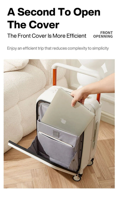 Mixi Front Laptop Pocket Suitcase Wide Handle Travel Suitcase Men 20''Carry - On Luggage Women PC Aluminum Frame Trolley Case 24'' - RELUX.STOREMixi Front Laptop Pocket Suitcase Wide Handle Travel Suitcase Men 20''Carry - On Luggage Women PC Aluminum Frame Trolley Case 24''