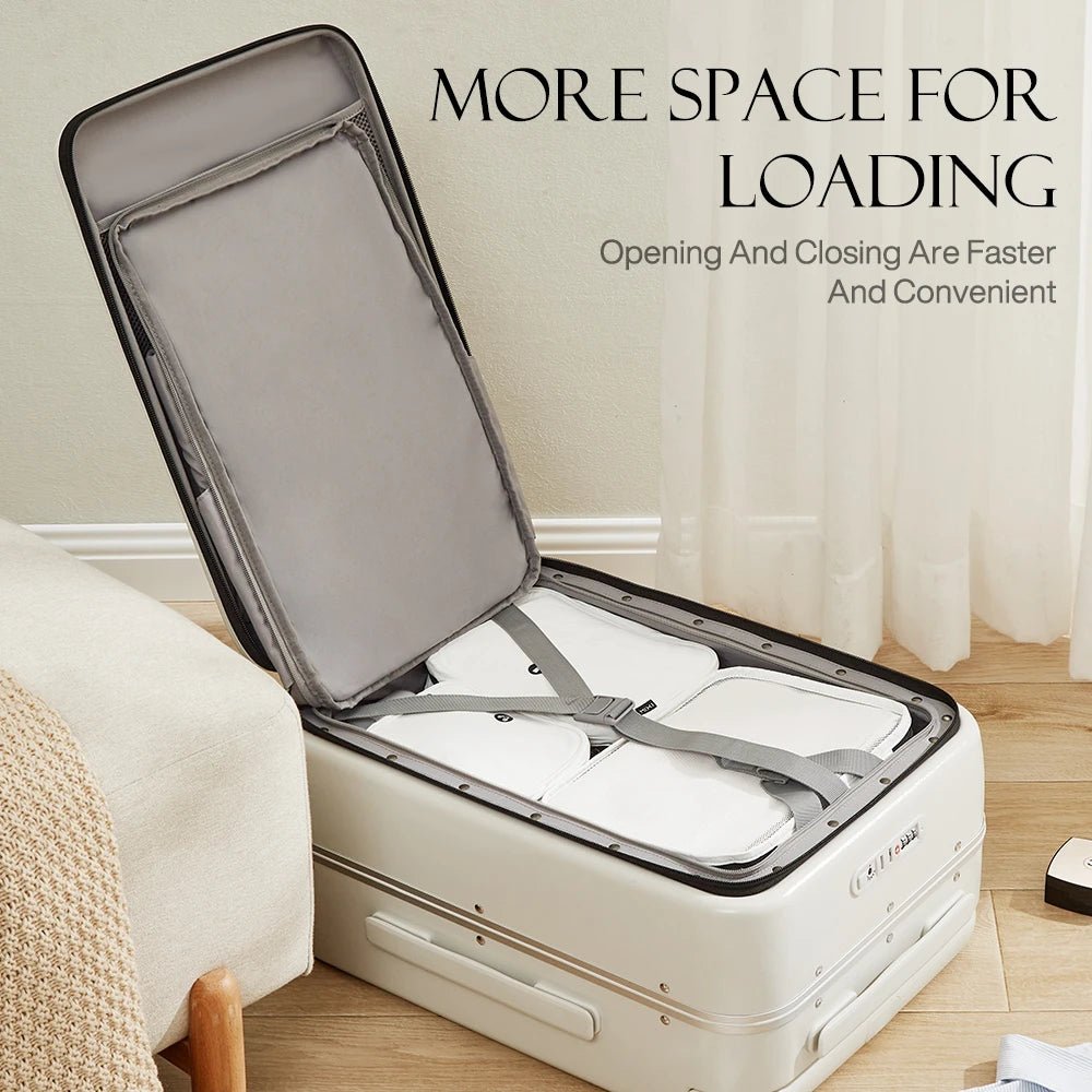 Mixi Front Laptop Pocket Suitcase Wide Handle Travel Suitcase Men 20''Carry - On Luggage Women PC Aluminum Frame Trolley Case 24'' - RELUX.STOREMixi Front Laptop Pocket Suitcase Wide Handle Travel Suitcase Men 20''Carry - On Luggage Women PC Aluminum Frame Trolley Case 24''