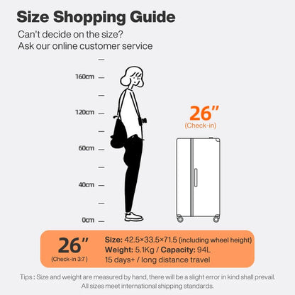 Mixi Large - Capacity Suitcase Trolley Case 26inch Checked in Hardside Rolling Wheels Luggage Wide Handle Travel Suitcases M9276DH - RELUX.STOREMixi Large - Capacity Suitcase Trolley Case 26inch Checked in Hardside Rolling Wheels Luggage Wide Handle Travel Suitcases M9276DH