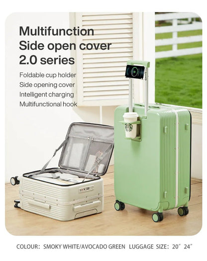 Mixi New Aluminum Frame Suitcase Carry On Rolling Luggage with USB Port Boarding Cabin Cup and Phone Holder 20 24 Inch - RELUX.STOREMixi New Aluminum Frame Suitcase Carry On Rolling Luggage with USB Port Boarding Cabin Cup and Phone Holder 20 24 Inch
