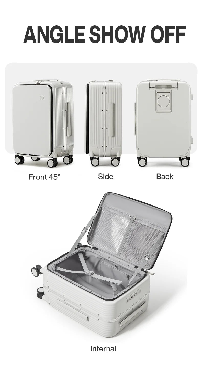 Mixi New Aluminum Frame Suitcase Carry On Rolling Luggage with USB Port Boarding Cabin Cup and Phone Holder 20 24 Inch - RELUX.STOREMixi New Aluminum Frame Suitcase Carry On Rolling Luggage with USB Port Boarding Cabin Cup and Phone Holder 20 24 Inch