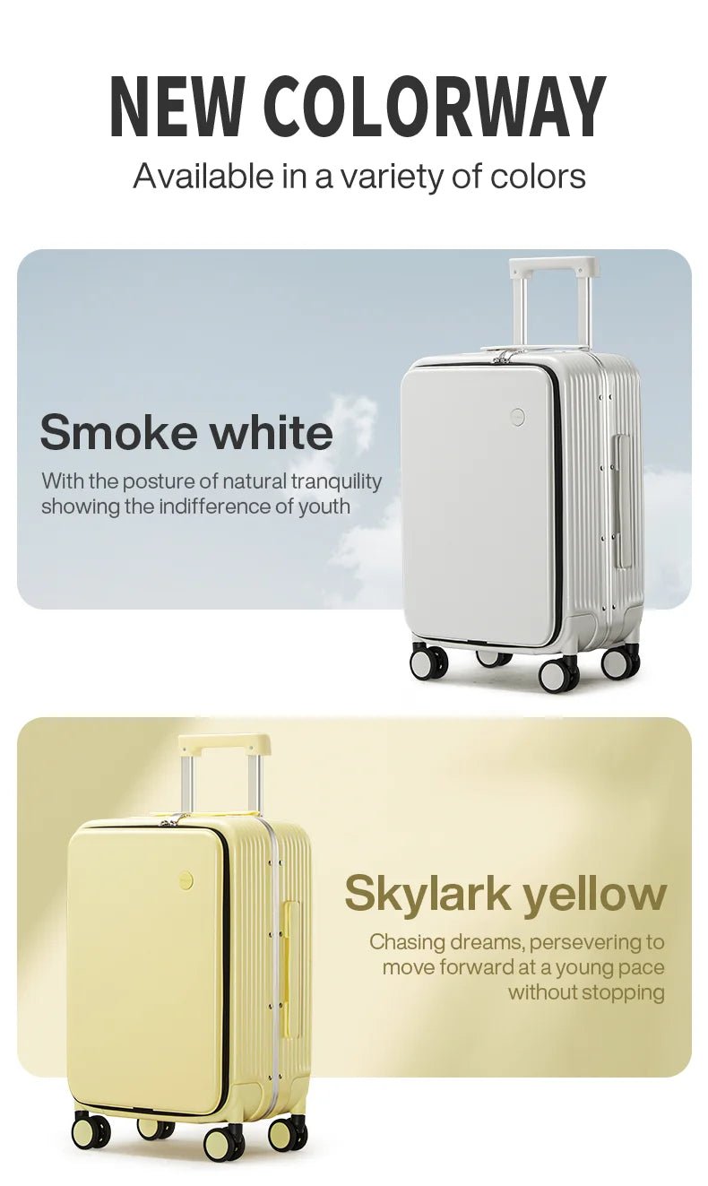 Mixi New Aluminum Frame Suitcase Carry On Rolling Luggage with USB Port Boarding Cabin Cup and Phone Holder 20 24 Inch - RELUX.STOREMixi New Aluminum Frame Suitcase Carry On Rolling Luggage with USB Port Boarding Cabin Cup and Phone Holder 20 24 Inch