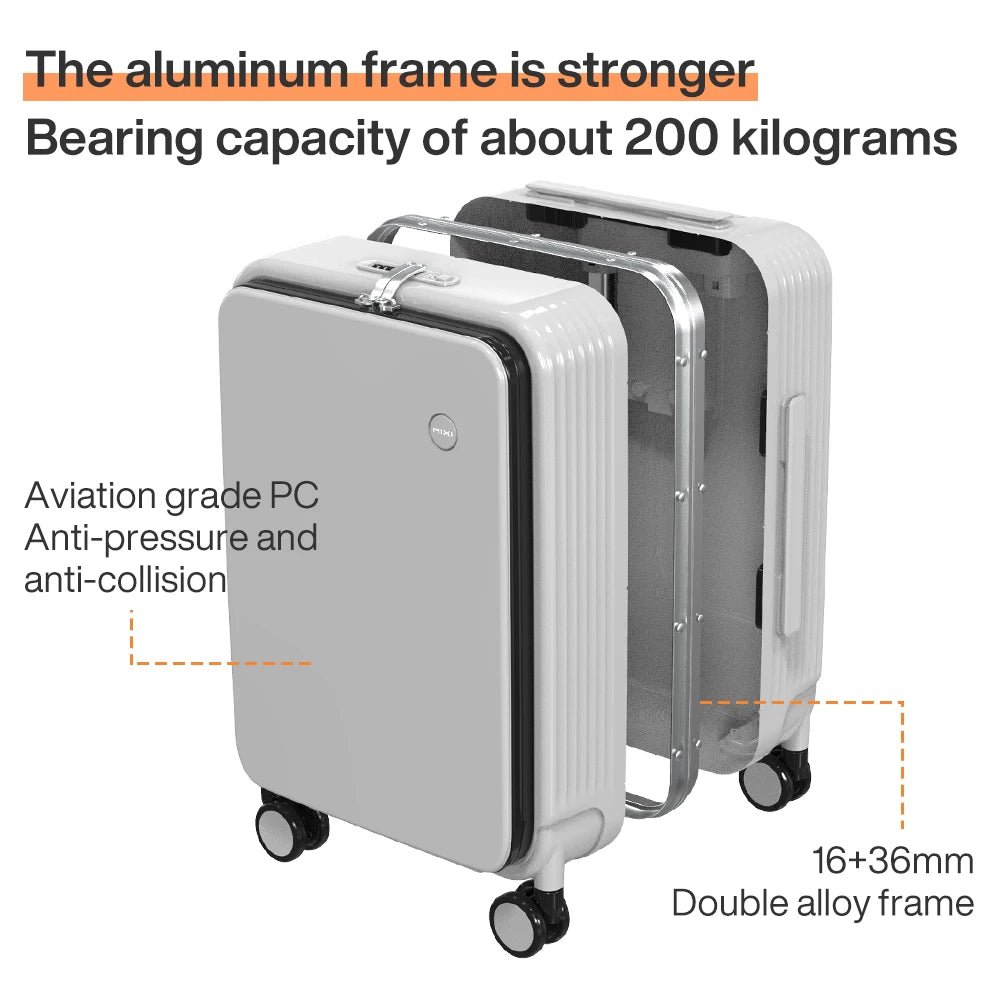 Mixi New Aluminum Frame Suitcase Carry On Rolling Luggage with USB Port Boarding Cabin Cup and Phone Holder 20 24 Inch - RELUX.STOREMixi New Aluminum Frame Suitcase Carry On Rolling Luggage with USB Port Boarding Cabin Cup and Phone Holder 20 24 Inch