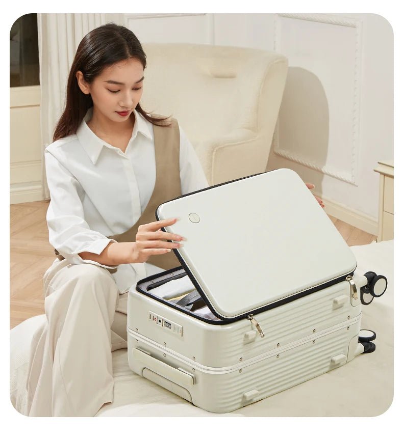 Mixi New Aluminum Frame Suitcase Carry On Rolling Luggage with USB Port Boarding Cabin Cup and Phone Holder 20 24 Inch - RELUX.STOREMixi New Aluminum Frame Suitcase Carry On Rolling Luggage with USB Port Boarding Cabin Cup and Phone Holder 20 24 Inch