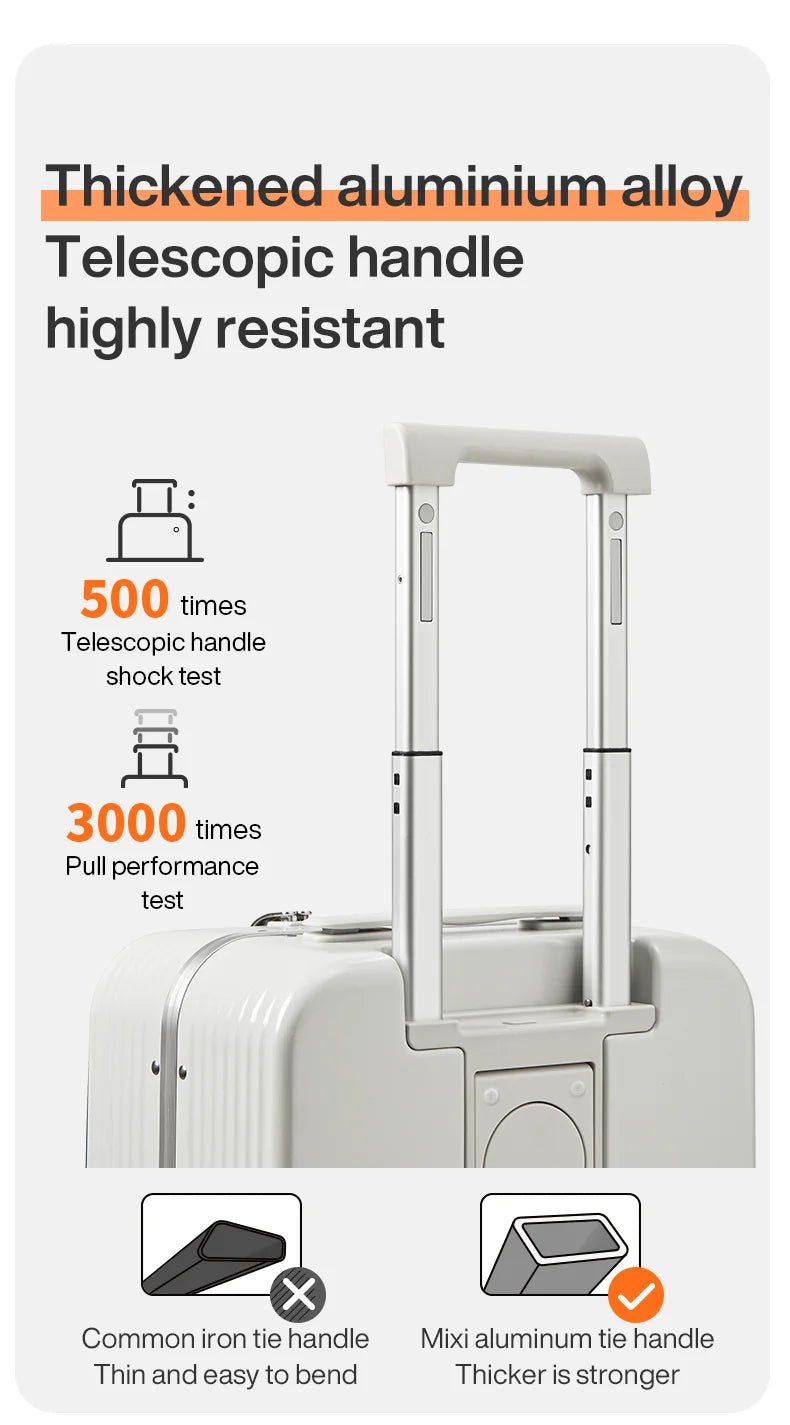 Mixi New Aluminum Frame Suitcase Carry On Rolling Luggage with USB Port Boarding Cabin Cup and Phone Holder 20 24 Inch - RELUX.STOREMixi New Aluminum Frame Suitcase Carry On Rolling Luggage with USB Port Boarding Cabin Cup and Phone Holder 20 24 Inch