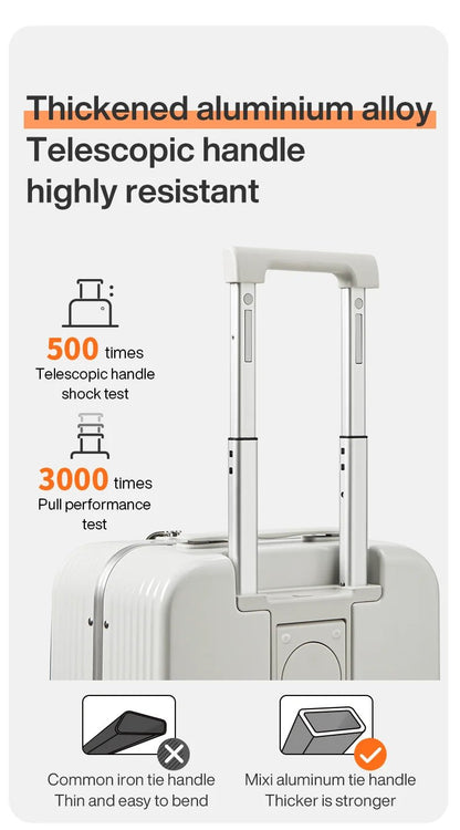 Mixi New Aluminum Frame Suitcase Carry On Rolling Luggage with USB Port Boarding Cabin Cup and Phone Holder 20 24 Inch - RELUX.STOREMixi New Aluminum Frame Suitcase Carry On Rolling Luggage with USB Port Boarding Cabin Cup and Phone Holder 20 24 Inch