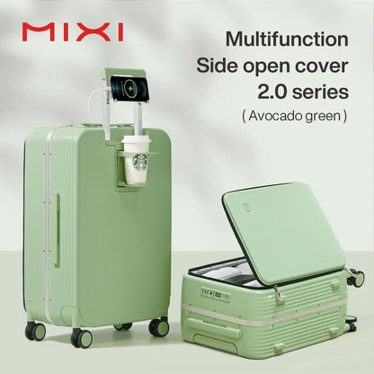 Mixi New Aluminum Frame Suitcase Carry On Rolling Luggage with USB Port Boarding Cabin Cup and Phone Holder 20 24 Inch - RELUX.STOREMixi New Aluminum Frame Suitcase Carry On Rolling Luggage with USB Port Boarding Cabin Cup and Phone Holder 20 24 Inch