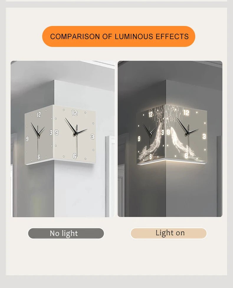 “Modern Double - Sided White Whale Acrylic Wall Clock – Silent Running Electric Backlight | Artistic Digital Needle Display for Home & Office” - RELUX.STORE