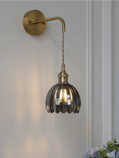 “Modern Japanese Retro Floral Glass Wall Lamp – Nordic LED Bedside & Mirror Light for Bedroom, Study & Hallway” - RELUX.STORE