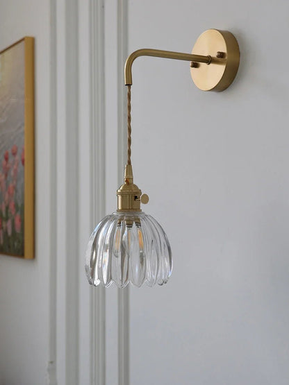 “Modern Japanese Retro Floral Glass Wall Lamp – Nordic LED Bedside & Mirror Light for Bedroom, Study & Hallway” - RELUX.STORE