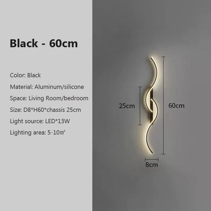 Modern LED Wall Lamp Minimalist Led Light Bedroom Bedside Long Strip Wall Sconces Living Room Sofa Home Indoor Lighting Fixture - RELUX.STORE