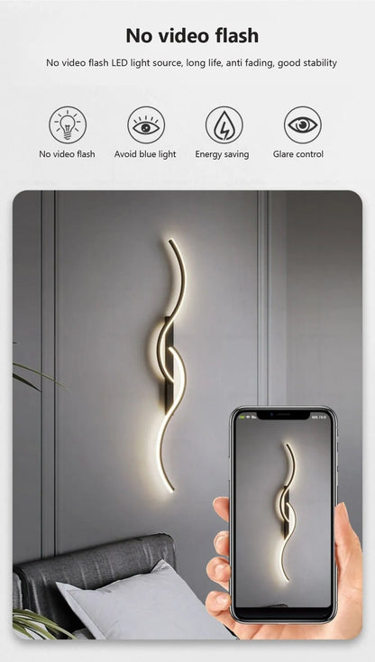 Modern LED Wall Lamp Minimalist Led Light Bedroom Bedside Long Strip Wall Sconces Living Room Sofa Home Indoor Lighting Fixture - RELUX.STORE