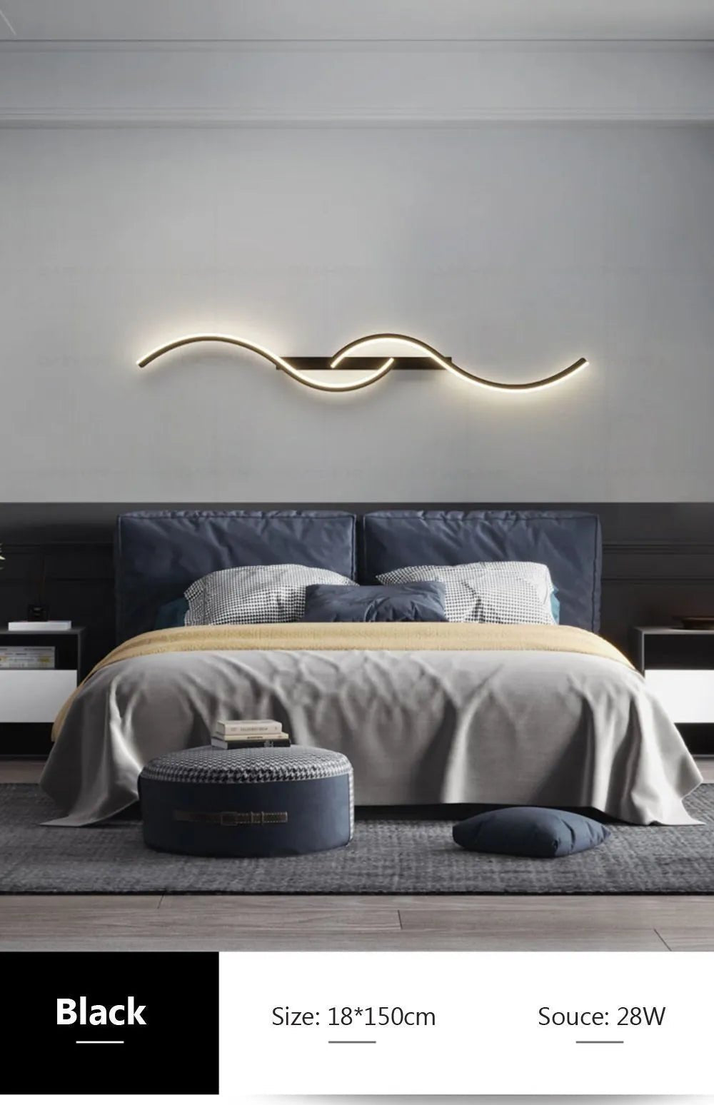 Modern LED Wall Lamp Minimalist Led Light Bedroom Bedside Long Strip Wall Sconces Living Room Sofa Home Indoor Lighting Fixture - RELUX.STORE