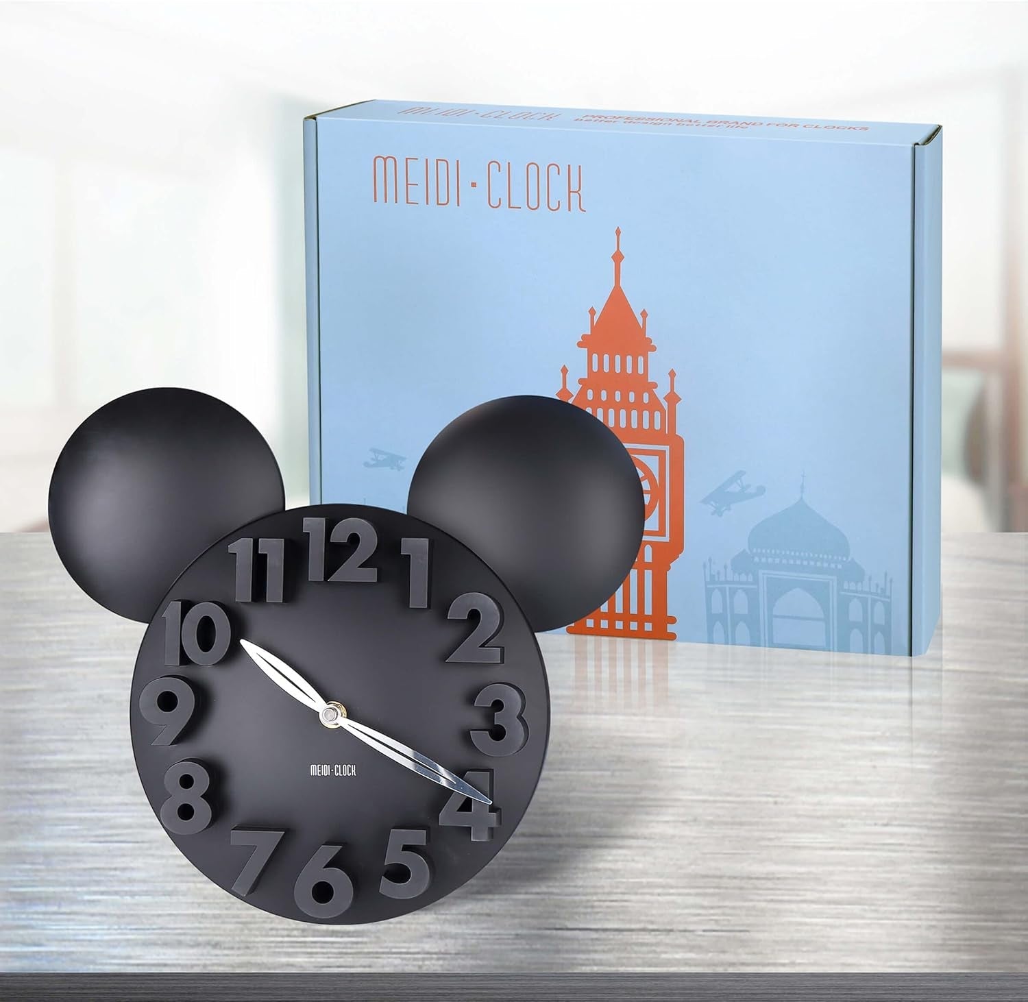Modern Mickey Mouse 3D Wall Clock – Big Digit Home Decor, Stylish Black Decorative Clock for Living Room, Bedroom, Kitchen - RELUX.STORE