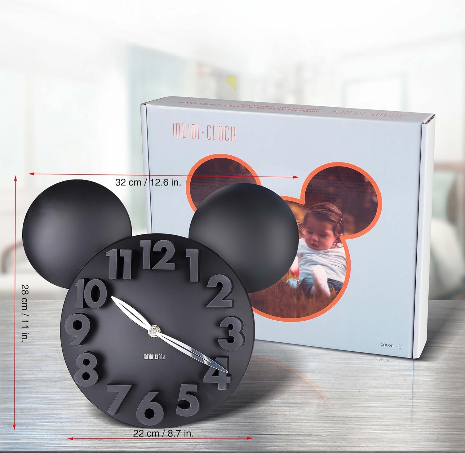 Modern Mickey Mouse 3D Wall Clock – Big Digit Home Decor, Stylish Black Decorative Clock for Living Room, Bedroom, Kitchen - RELUX.STORE