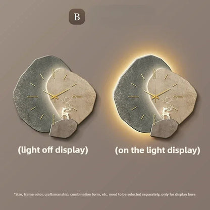 Modern wall clock in living room stylish large living room clock light design mechanism Nordic bedroom with silent decoration - RELUX.STORE
