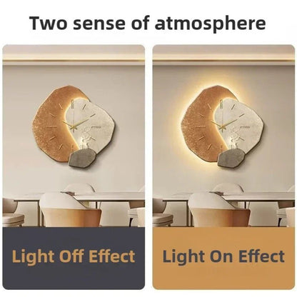 Modern wall clock in living room stylish large living room clock light design mechanism Nordic bedroom with silent decoration - RELUX.STORE