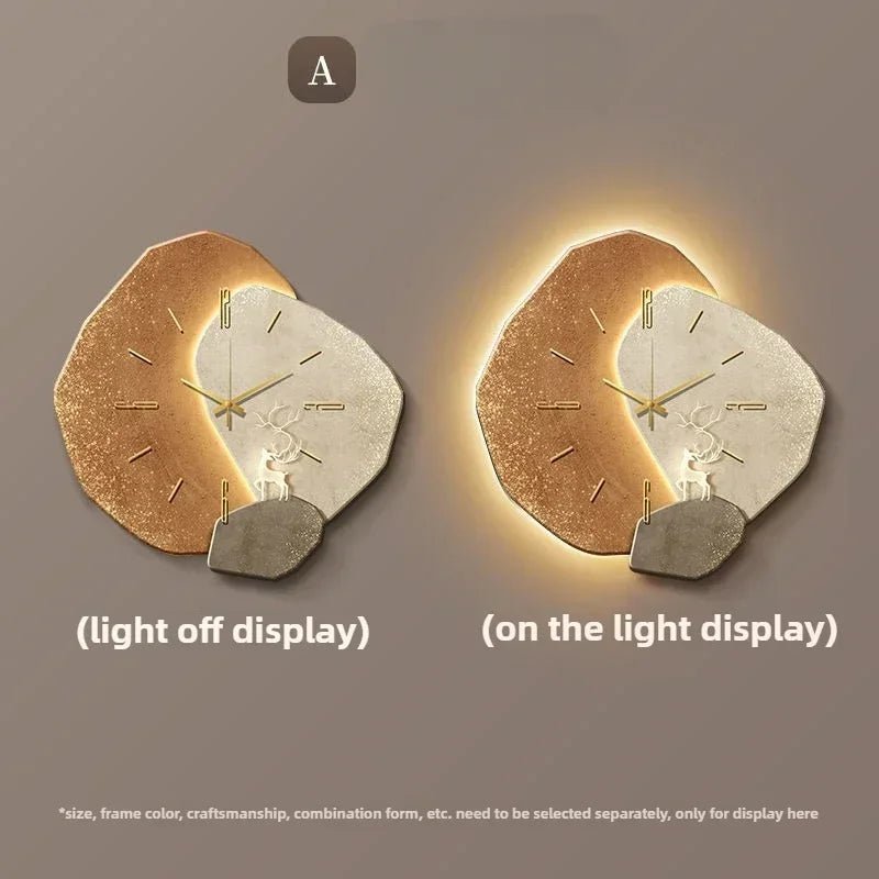 Modern wall clock in living room stylish large living room clock light design mechanism Nordic bedroom with silent decoration - RELUX.STORE