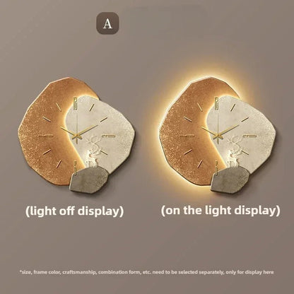 Modern wall clock in living room stylish large living room clock light design mechanism Nordic bedroom with silent decoration - RELUX.STORE