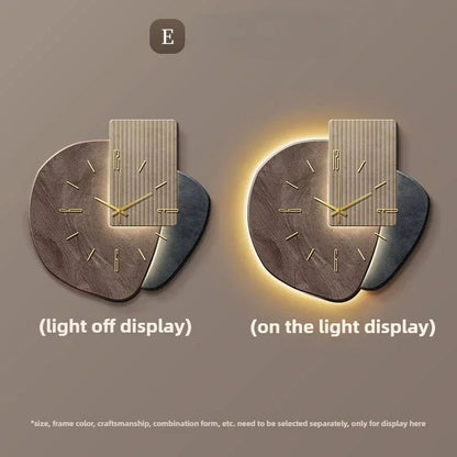 Modern wall clock in living room stylish large living room clock light design mechanism Nordic bedroom with silent decoration - RELUX.STORE