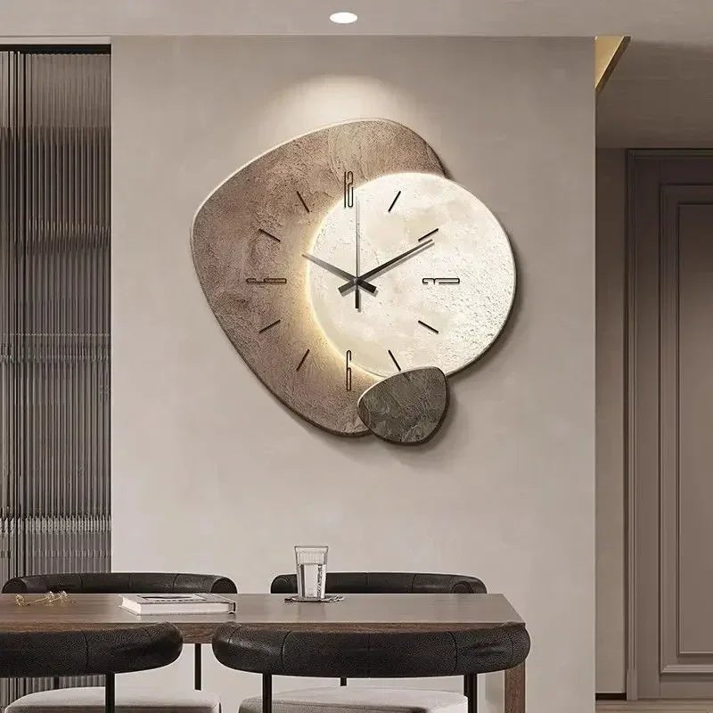 Modern wall clock in living room stylish large living room clock light design mechanism Nordic bedroom with silent decoration - RELUX.STORE