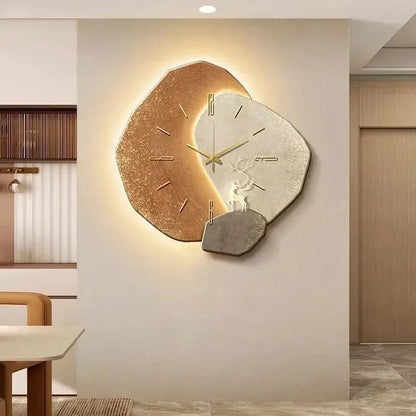 Modern wall clock in living room stylish large living room clock light design mechanism Nordic bedroom with silent decoration - RELUX.STORE
