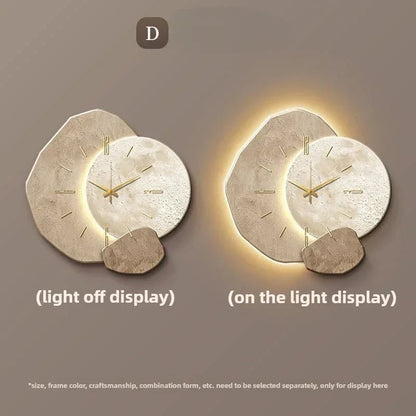 Modern wall clock in living room stylish large living room clock light design mechanism Nordic bedroom with silent decoration - RELUX.STORE