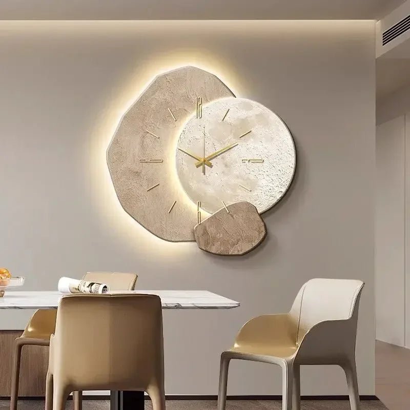 Modern wall clock in living room stylish large living room clock light design mechanism Nordic bedroom with silent decoration - RELUX.STORE