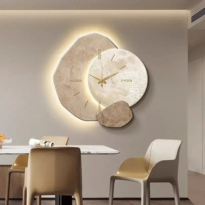Modern wall clock in living room stylish large living room clock light design mechanism Nordic bedroom with silent decoration - RELUX.STORE