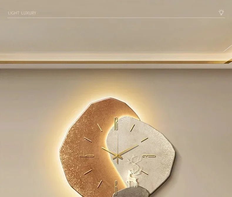 Modern wall clock in living room stylish large living room clock light design mechanism Nordic bedroom with silent decoration - RELUX.STORE